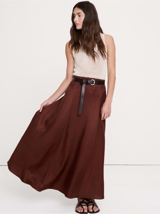 Banana Republic Dresses & Skirts - NWT Banana Republic Viscose Linen Maxi Chocolate Brown Skirt Sz L (#900008)